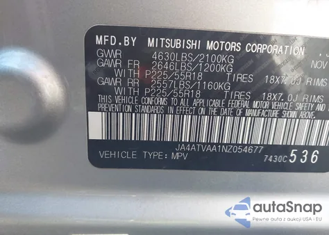 2022 Mitsubishi Eclipse Cross Le S-Awc из США, поврежденный, VIN JA4ATVAA1NZ054677